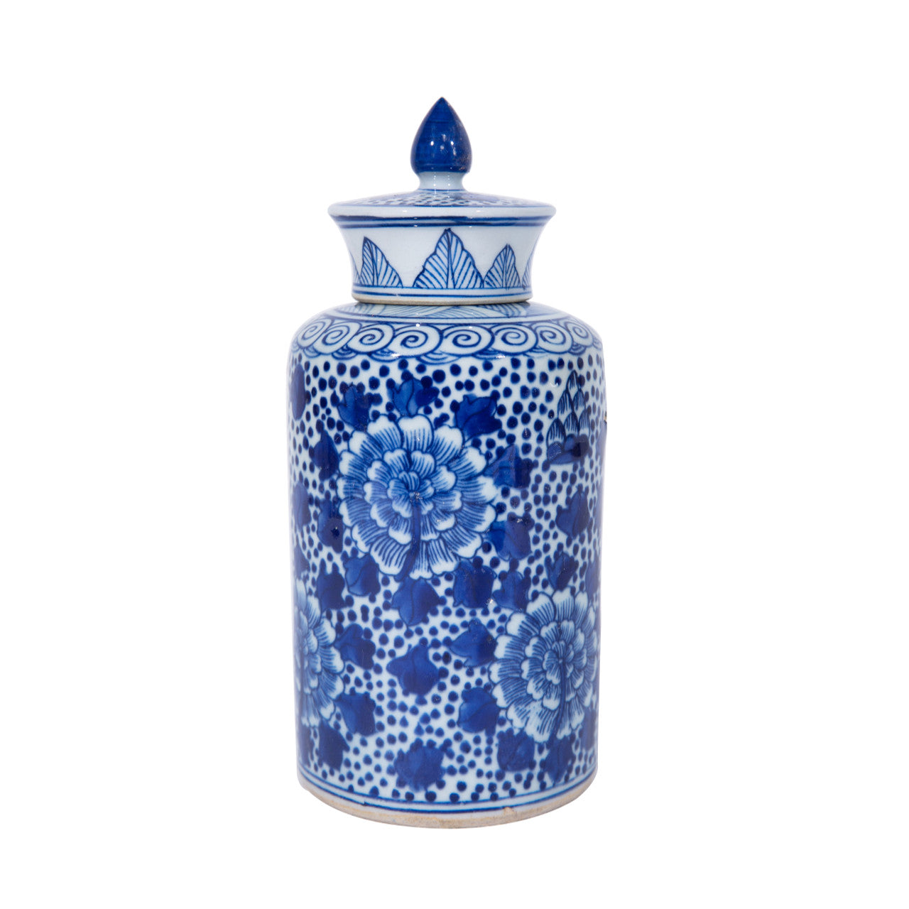 Legend of Asia Home Decor Small Lidded Tea Jar Peony Dots Motif