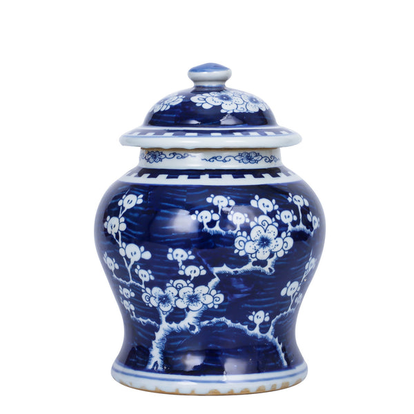 Legend of Asia Home Decor Small Porcelain Temple Jar Blue Plum Blossom