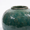 Legend of Asia Home Decor Vintage Dark Green Carved Jar Round