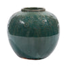 Legend of Asia Home Decor Vintage Dark Green Carved Jar Round