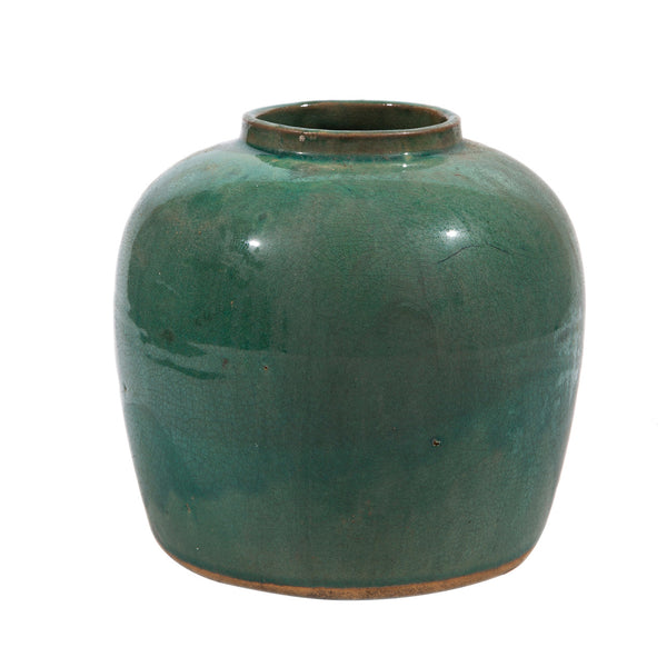 Legend of Asia Home Decor Vintage Green Jar Flat Bottom