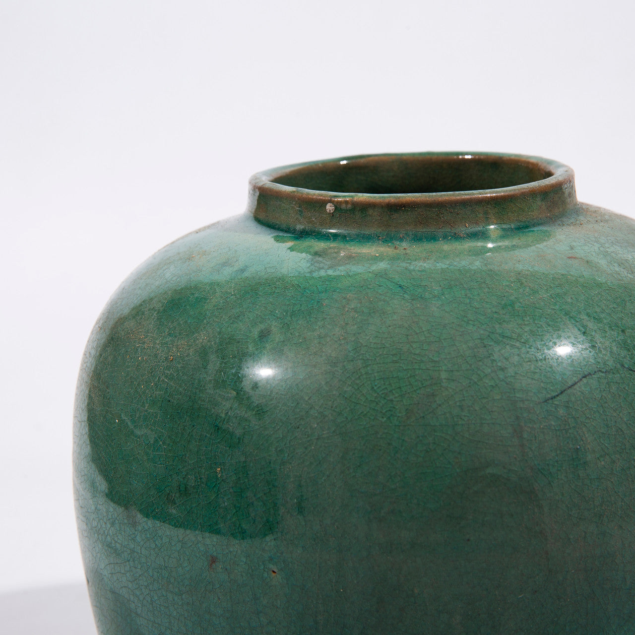 Legend of Asia Home Decor Vintage Green Jar Flat Bottom