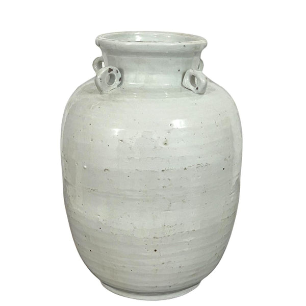 Legend of Asia Home Decor Vintage White Porcelain Four Loop Jar