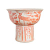 Legend of Asia Home Decor Yuan Coral Red And White Crane.. Mortif Serving Bowl Tall Base