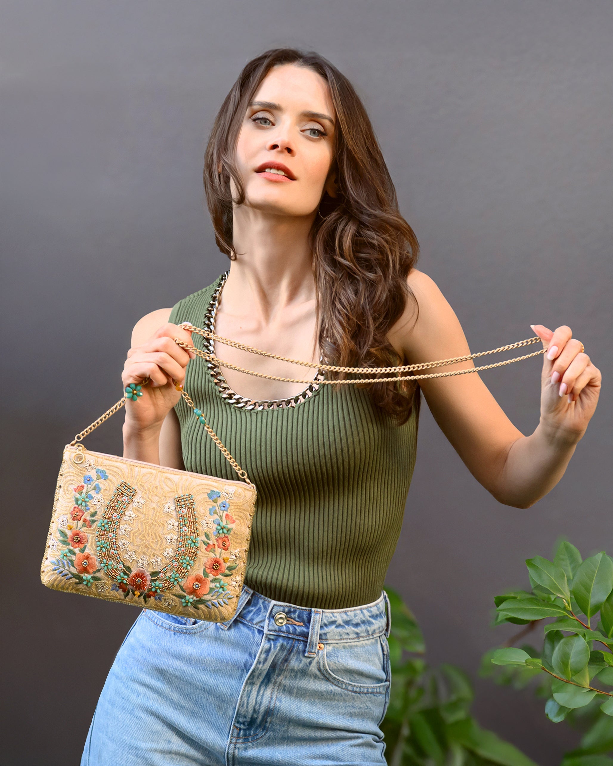 Mary Frances Handbags Mary Frances Iron Luck Mini Crossbody Handbag