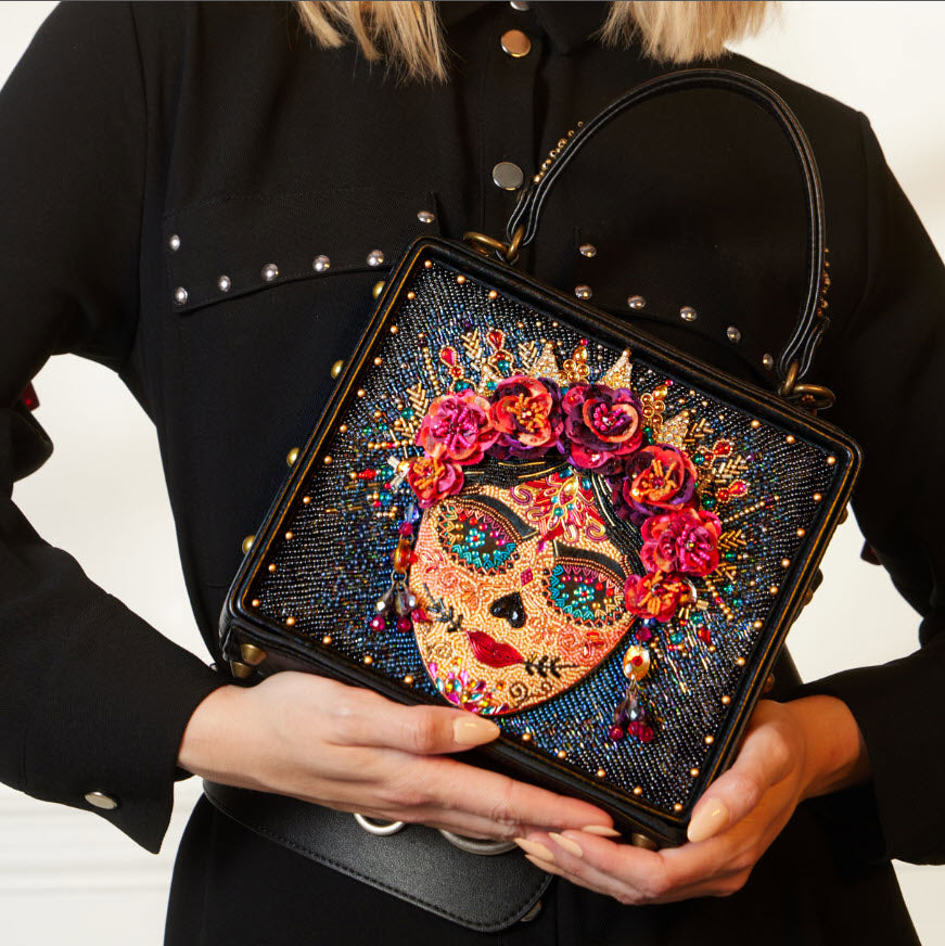 Mary Frances La Reina Top Handle Sugar Skull Handbag, Multicoloured:  Handbags: Amazon.com