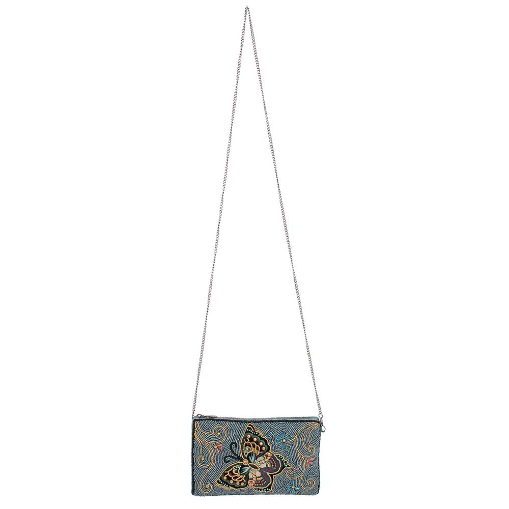 Mary Frances Handbags Mary Frances Mariposa Beaded Butterfly Crossbody Phone Bag, Blue