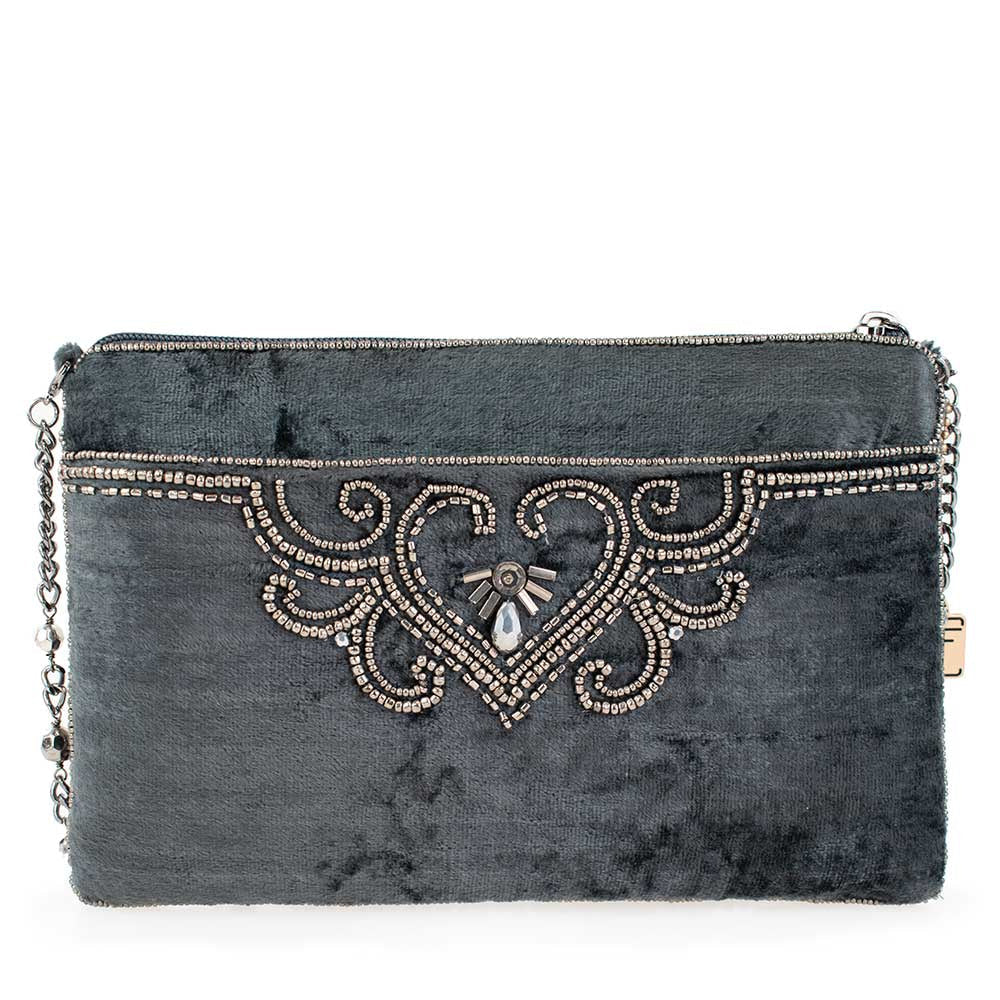 Mary Frances Handbags Mary Frances Night Light, Pewter Mini Crossbody Handbag