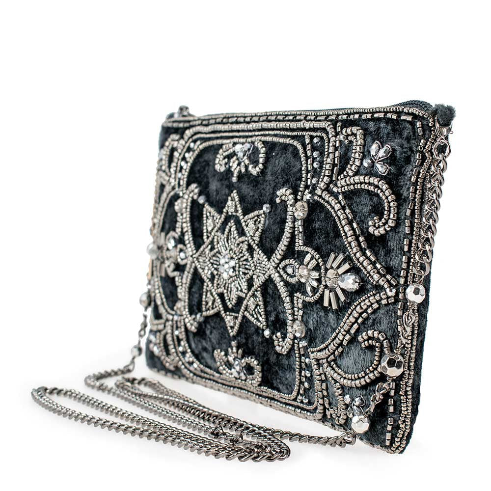 Mary Frances Handbags Mary Frances Night Light, Pewter Mini Crossbody Handbag