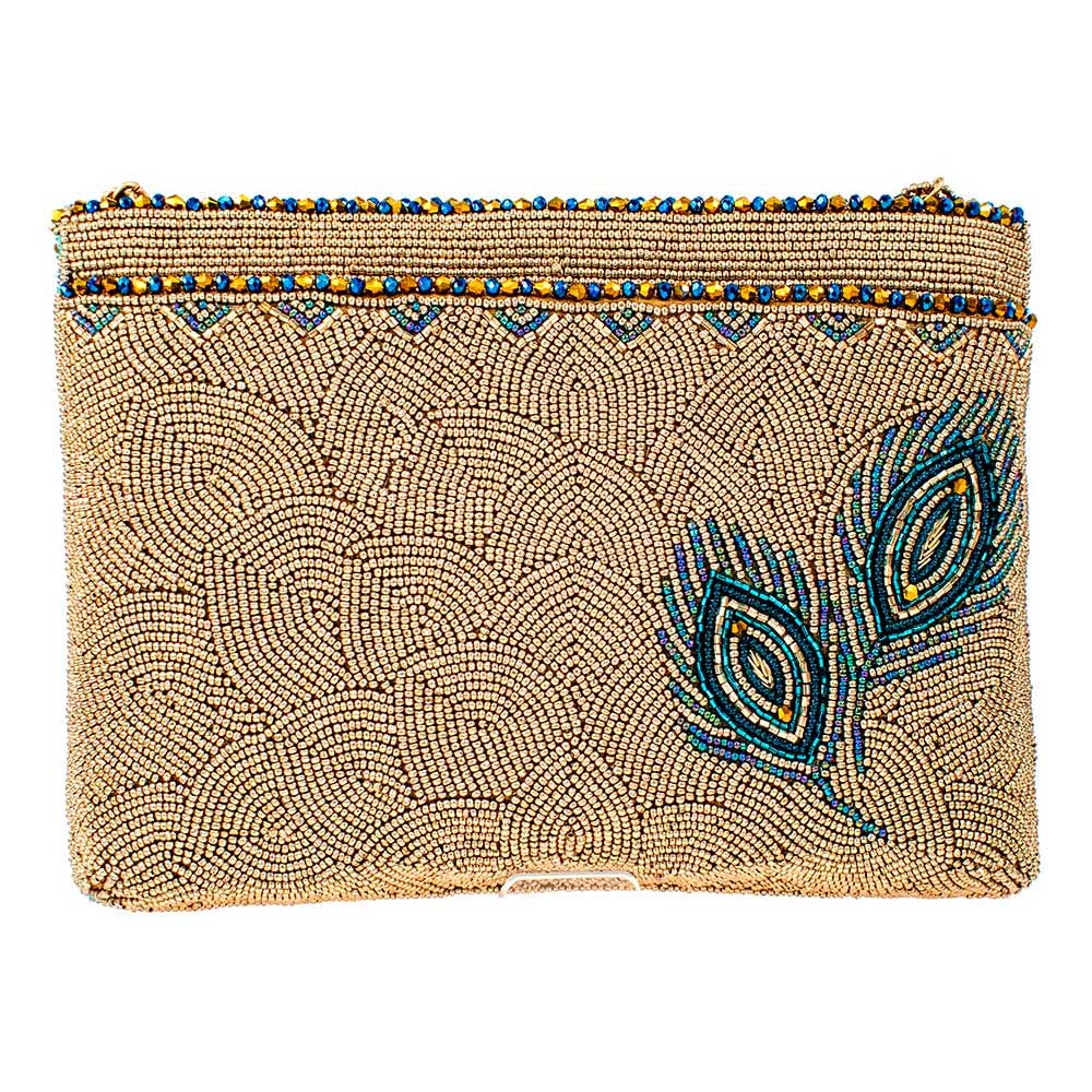 mary frances mary frances royal plume crossbody clutch peacock handbag gold 42459363639603