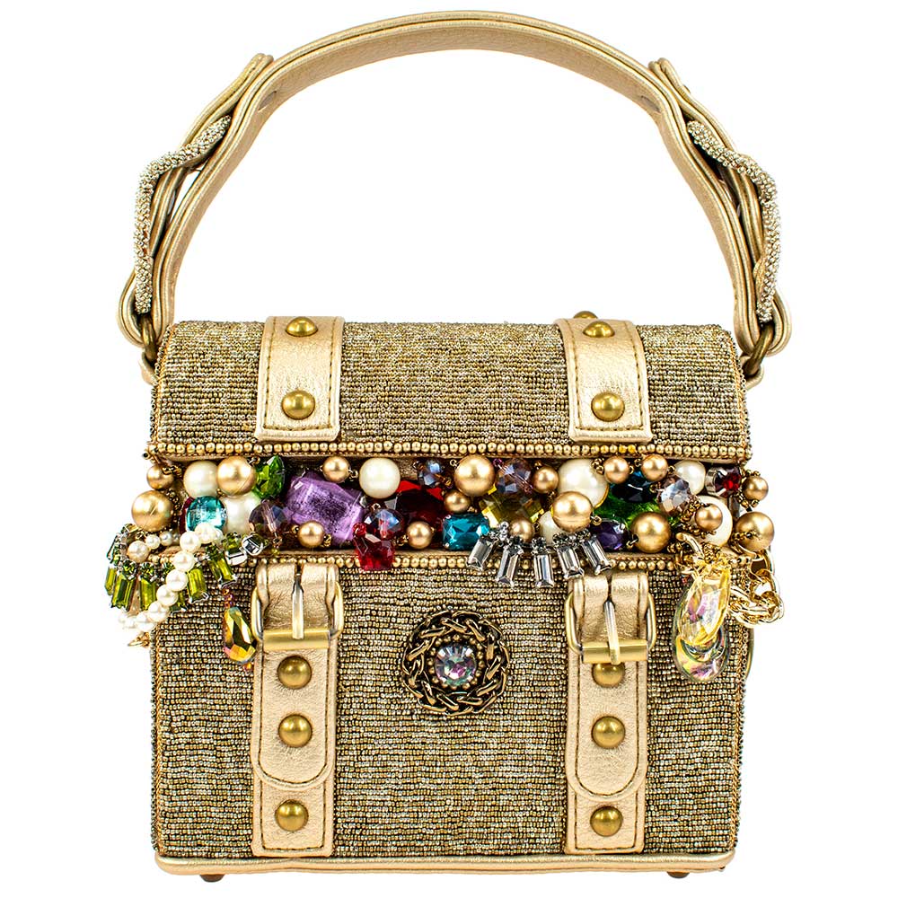 Mary Frances Handbags Mary Frances Secret Treasure Top Handle Treasure Chest Handbag, Gold