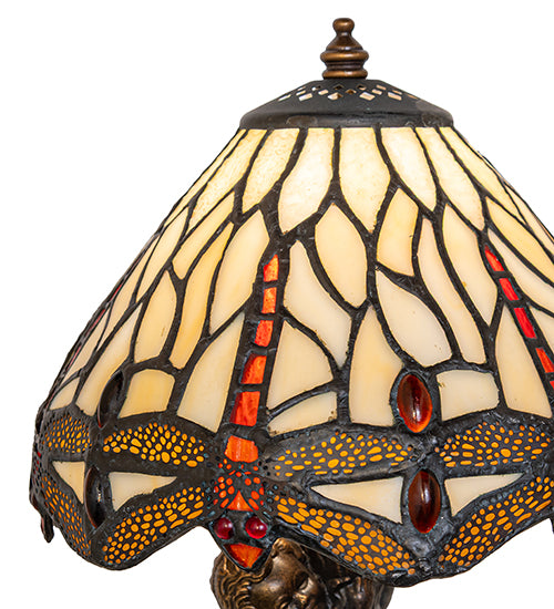 Meyda Lighting Lighting 12" High Tiffany Hanging Head Dragonfly Cherub Accent Lamp