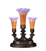 Meyda Lighting Lighting 13" High Amber/Purple Tiffany Pond Lily 3 LT Mantelabra Accent Lamp
