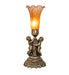 Meyda Lighting Lighting 13" High Amber/Purple Tiffany Pond Lily Twin Cherub Accent Lamp