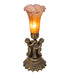 Meyda Lighting Lighting 13" High Amber/Purple Tiffany Pond Lily Twin Cherub Accent Lamp