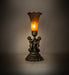 Meyda Lighting Lighting 13" High Amber/Purple Tiffany Pond Lily Twin Cherub Accent Lamp