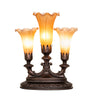 Meyda Lighting Lighting 13" High Amber Tiffany Pond Lily 3 LT Mantelabra Accent Lamp