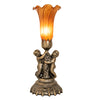 Meyda Lighting Lighting 13" High Amber Tiffany Pond Lily Twin Cherub Accent Lamp