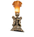 Meyda Lighting Lighting 13" High Amber Tiffany Pond Lily Twin Cherub Accent Lamp