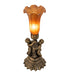 Meyda Lighting Lighting 13" High Amber Tiffany Pond Lily Twin Cherub Accent Lamp