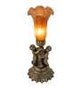 Meyda Lighting Lighting 13" High Amber Tiffany Pond Lily Twin Cherub Accent Lamp