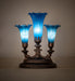 Meyda Lighting Lighting 13" High Blue Tiffany Pond Lily 3 LT Mantelabra Accent Lamp