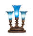 Meyda Lighting Lighting 13" High Blue Tiffany Pond Lily 3 LT Mantelabra Accent Lamp
