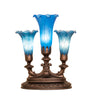 Meyda Lighting Lighting 13" High Blue Tiffany Pond Lily 3 LT Mantelabra Accent Lamp