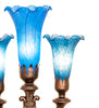 Meyda Lighting Lighting 13" High Blue Tiffany Pond Lily 3 LT Mantelabra Accent Lamp