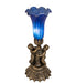 Meyda Lighting Lighting 13" High Blue Tiffany Pond Lily Twin Cherub Accent Lamp