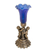 Meyda Lighting Lighting 13" High Blue Tiffany Pond Lily Twin Cherub Accent Lamp