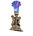 Meyda Lighting Lighting 13" High Blue Tiffany Pond Lily Twin Cherub Accent Lamp