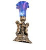 Meyda Lighting Lighting 13" High Blue Tiffany Pond Lily Twin Cherub Accent Lamp