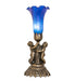 Meyda Lighting Lighting 13" High Blue Tiffany Pond Lily Twin Cherub Accent Lamp