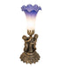 Meyda Lighting Lighting 13" High Blue/White Pond Lily Twin Cherub Mini Lamp