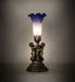 Meyda Lighting Lighting 13" High Blue/White Pond Lily Twin Cherub Mini Lamp