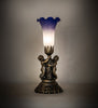 Meyda Lighting Lighting 13" High Blue/White Pond Lily Twin Cherub Mini Lamp