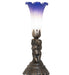 Meyda Lighting Lighting 13" High Blue/White Tiffany Pond Lily Twin Cherub Accent Lamp