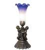 Meyda Lighting Lighting 13" High Blue/White Tiffany Pond Lily Twin Cherub Accent Lamp
