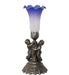 Meyda Lighting Lighting 13" High Blue/White Tiffany Pond Lily Twin Cherub Accent Lamp