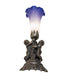 Meyda Lighting Lighting 13" High Blue/White Tiffany Pond Lily Twin Cherub Accent Lamp