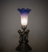 Meyda Lighting Lighting 13" High Blue/White Tiffany Pond Lily Twin Cherub Accent Lamp
