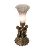 Meyda Lighting Lighting 13" High Gray Tiffany Pond Lily Twin Cherub Accent Lamp