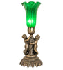 Meyda Lighting Lighting 13" High Green Tiffany Pond Lily Twin Cherub Accent Lamp