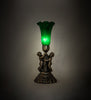 Meyda Lighting Lighting 13" High Green Tiffany Pond Lily Twin Cherub Accent Lamp