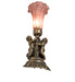 Meyda Lighting Lighting 13" High Lavender Pond Lily Twin Cherub Mini Lamp