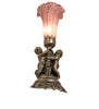 Meyda Lighting Lighting 13" High Lavender Pond Lily Twin Cherub Mini Lamp