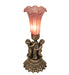 Meyda Lighting Lighting 13" High Lavender Pond Lily Twin Cherub Mini Lamp