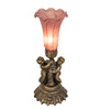 Meyda Lighting Lighting 13" High Lavender Pond Lily Twin Cherub Mini Lamp