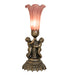 Meyda Lighting Lighting 13" High Lavender Pond Lily Twin Cherub Mini Lamp